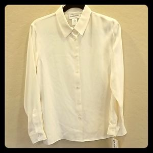 NEW Pendleton 100% Silk Cream Shirt Women SZ 8